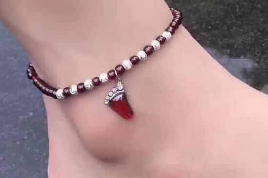 玛瑙脚链红绳编织